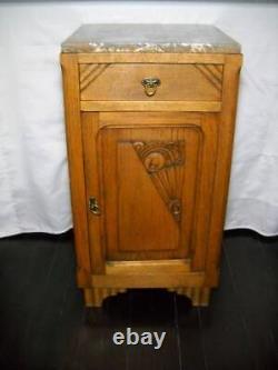 Antique Eastlake Oak Half Commode Stand withMarble Top Beautiful Piece