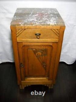 Antique Eastlake Oak Half Commode Stand withMarble Top Beautiful Piece