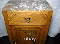 Antique Eastlake Oak Half Commode Stand withMarble Top Beautiful Piece