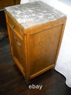 Antique Eastlake Oak Half Commode Stand withMarble Top Beautiful Piece