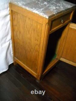 Antique Eastlake Oak Half Commode Stand withMarble Top Beautiful Piece