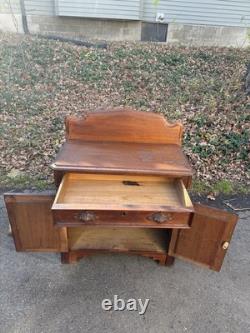 Antique Eastlake Victorian Walnut Washstand/Commode Cabinet Late 1890s