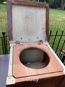 Antique Eastlake Victorian Walnut Wood Commode Chamber Pot Cabinet Repurpose