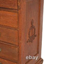 Antique Edison Cylinder Oak Five-Drawer Cabinet with Carving c1910