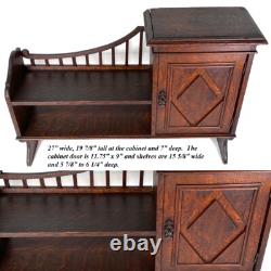 Antique Edwardian Era 27 Wide Oak Cabinet & Double Shelf, Freestanding or Wall