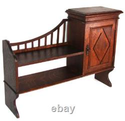 Antique Edwardian Era 27 Wide Oak Cabinet & Double Shelf, Freestanding or Wall