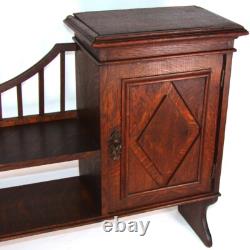 Antique Edwardian Era 27 Wide Oak Cabinet & Double Shelf, Freestanding or Wall