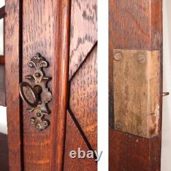 Antique Edwardian Era 27 Wide Oak Cabinet & Double Shelf, Freestanding or Wall