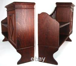 Antique Edwardian Era 27 Wide Oak Cabinet & Double Shelf, Freestanding or Wall