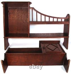 Antique Edwardian Era 27 Wide Oak Cabinet & Double Shelf, Freestanding or Wall