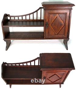 Antique Edwardian Era 27 Wide Oak Cabinet & Double Shelf, Freestanding or Wall