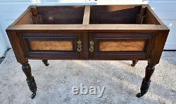 Antique Edwardian Style Walnut/Burl Marble Top Cabinet withTile & Mirrored Back