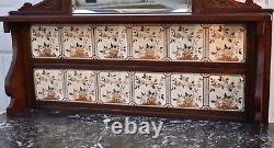 Antique Edwardian Style Walnut/Burl Marble Top Cabinet withTile & Mirrored Back