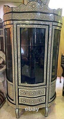 Antique Egyptian Wood Cupboard, Inlaid Mother of Pearl