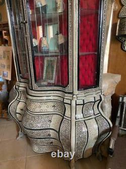 Antique Egyptian Wood Cupboard, Inlaid Mother of Pearl