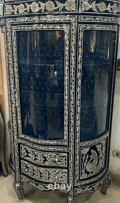 Antique Egyptian Wood Cupboard, Persian Design, Inlaid Mother of Pearl