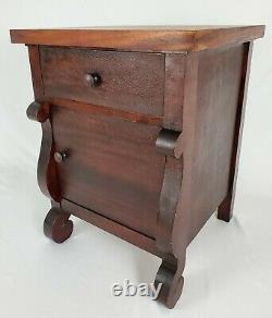 Antique Empire Nightstand Storage Cabinet End Table Flame Mahogany Vintage