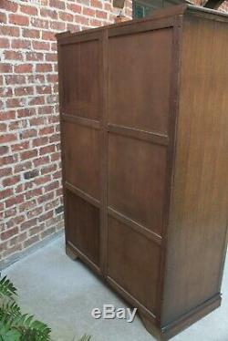 Antique English Armoire Wardrobe Clothes Linen Closet Jacobean Tudor Cabinet Oak