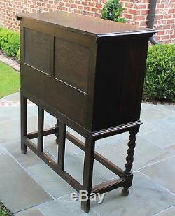 Antique English BARLEY TWIST Cabinet Bookcase Wine Bar Tiger Oak Jacobean