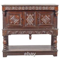 Antique English Baroque Oak Court Cupboard 17th century