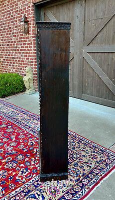 Antique English Bookcase Bookshelf Display Cabinet TALL Carved Oak c. 1900