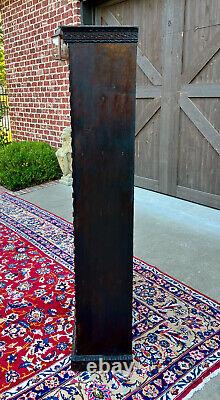 Antique English Bookcase Bookshelf Display Cabinet TALL Carved Oak c. 1900