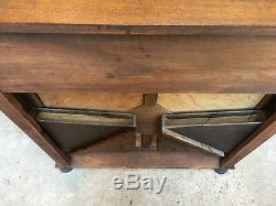 Antique English Carved Oak BARLEY TWIST Hall Console Table Cabinet Gothic Stand