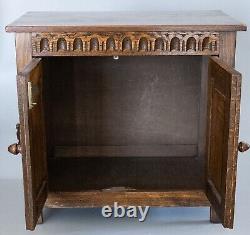 Antique English Carved Oak Dwarf Cupboard