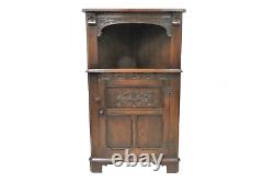 Antique English Carved Oak Open Face Corner Cabinet