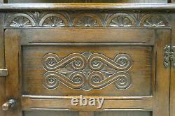 Antique English Carved Oak Open Face Corner Cabinet