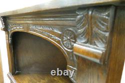 Antique English Carved Oak Open Face Corner Cabinet