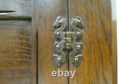 Antique English Carved Oak Open Face Corner Cabinet