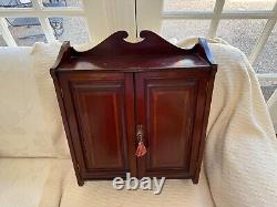 Antique English Edwardian Inlaid Mahogany Wall Hanging Cabinet With Working Lock