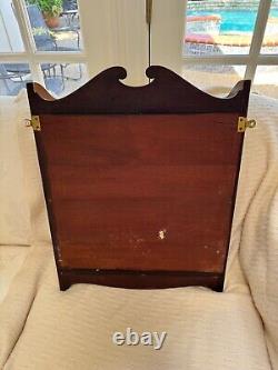 Antique English Edwardian Inlaid Mahogany Wall Hanging Cabinet With Working Lock