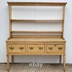 Antique English Georgian Pine Welsh Dresser and Rack c. 1800