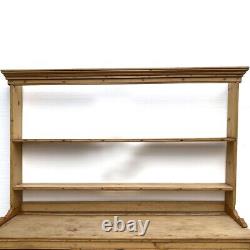 Antique English Georgian Pine Welsh Dresser and Rack c. 1800