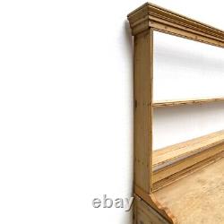 Antique English Georgian Pine Welsh Dresser and Rack c. 1800