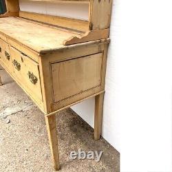 Antique English Georgian Pine Welsh Dresser and Rack c. 1800