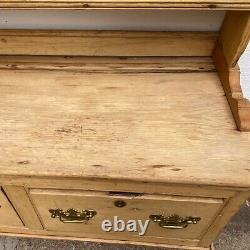 Antique English Georgian Pine Welsh Dresser and Rack c. 1800