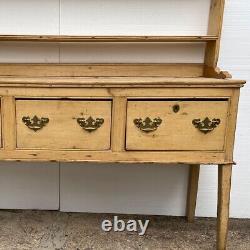 Antique English Georgian Pine Welsh Dresser and Rack c. 1800