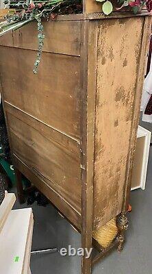Antique English Jacobean Cupboard China Cabinet Hutch 1920s Tlc Pick Up Only