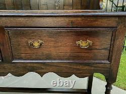 Antique English Jacobean PETITE Plate Welsh Dresser Sideboard Buffet Serve Oak