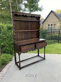 Antique English Jacobean PETITE Plate Welsh Dresser Sideboard Buffet Serve Oak