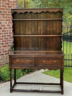 Antique English Jacobean PETITE Plate Welsh Dresser Sideboard Buffet Serve Oak