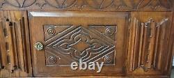 Antique English Jacobean Revival Oak Court Cupboard/China Cabinet/Hutch