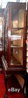Antique English Mahogany Chippendale Display China Cabinet H 72 x W 50 x D 18
