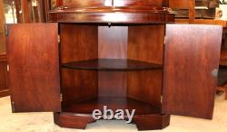 Antique English Mahogany Corner Cabinet Glass Door