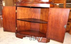 Antique English Mahogany Corner Cabinet Glass Door