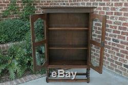 Antique English Oak Barley Twist Bookcase Display Cabinet Jacobean Tudor Cottage