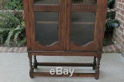 Antique English Oak Barley Twist Bookcase Display Cabinet Jacobean Tudor Cottage